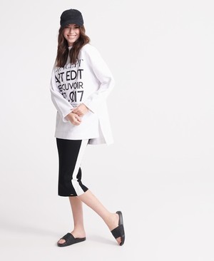 Superdry Edit Oversized Graphic Női Pulóver Fehér | QEATI9254